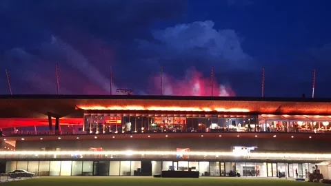 Open Stadium lights at the night. Video stock 339635171