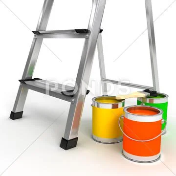 Open staircase over white background Stock Illustration
