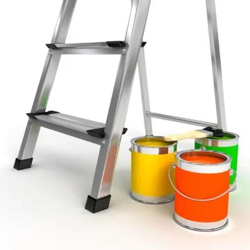 Open staircase over white background Stock Illustration