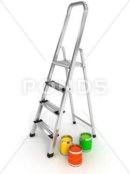 Open staircase over white background Stock Illustration