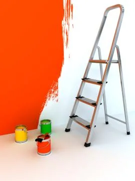 Open staircase over white background Stock Illustration