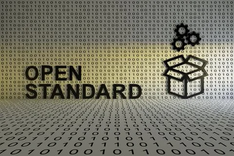 OPEN STANDARD concept text sunlight 3D illustration 스톡 일러스트