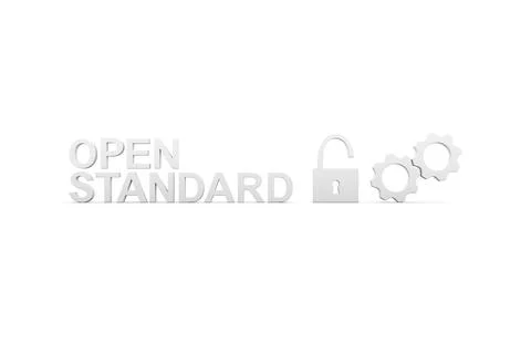 OPEN STANDARD concept white background 3d render illustration Stock Illustration