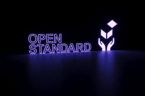 OPEN STANDARD neon concept self illumination background 3D illustration Stock Illustration