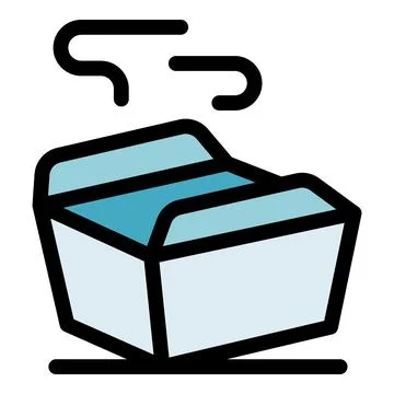 Open steaming noodle box emitting vapor Stock Illustration