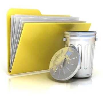 Open steel trash can folder icon, 3D Stock Illustration
