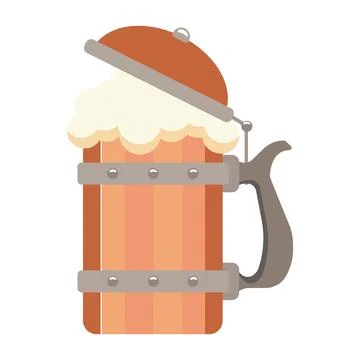 Open stein beer foam mug. Vector Stock Illustration