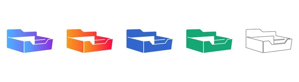 Open Storage Box Container Icon Set Illustrazione stock