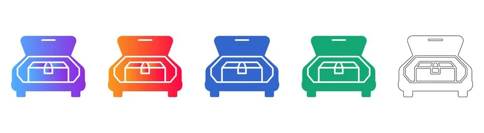 Open Storage Box Icons with Gradient and Outline Styles Illustration