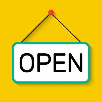 Open Store Sign Flat Icon on yellow Illustration Stock Illustration