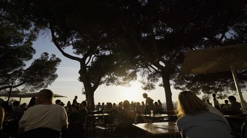 Open street cafe on high view point in Lisbon Video stock 105246036