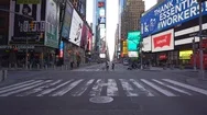 Open Street In Times Square Nyc Lockdown Shut Down Coronavirus Pandemic Covid-19 Stock Footage