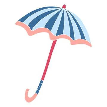 Open striped umbrella. Stock Illustration
