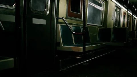 Open Subway Car at Night Stock Illustration