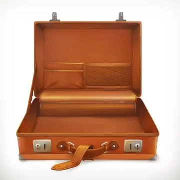 Open suitcase, 3d vector icon Stock Illustration