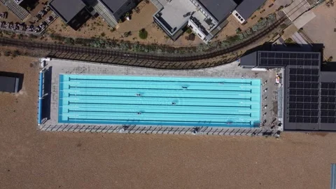 Open swimming pool and summer vibes Stock Footage 309457611