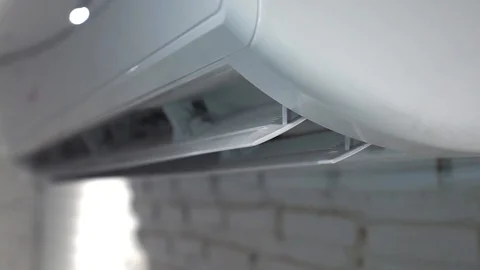 Open swing for Air conditioner is used at bedroom Stock Footage 109606173