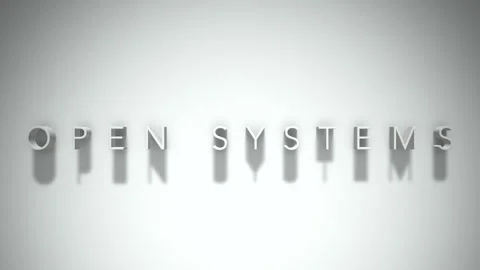 Open systems 3D title animation with shadows on a white background Stock Footage 297905201