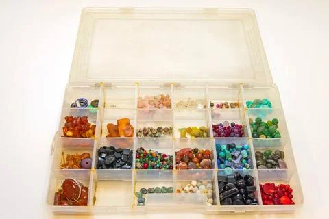 Open Tackle Box Gemsones Stock Photos