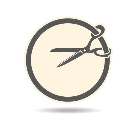 Open tailor scissors interwoven into a circle Stock Illustration