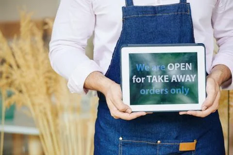 Open for take away orders only Stock Photos