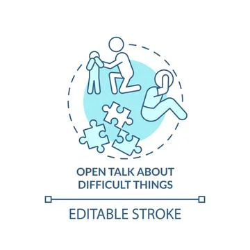 Open talk about difficult things turquoise concept icon Stock Illustration