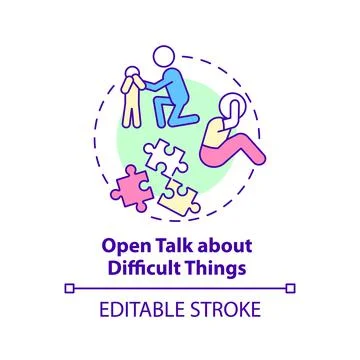 Open talk about difficult things concept icon Stock Illustration