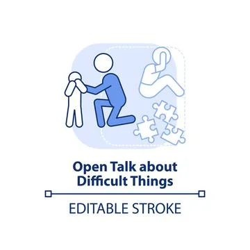 Open talk about difficult things light blue concept icon Stock Illustration