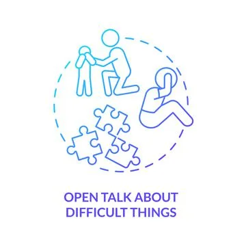 Open talk about difficult things blue gradient concept icon Stock Illustration