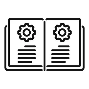 Open technical book icon outline vector. Paper manual Illustrazione stock