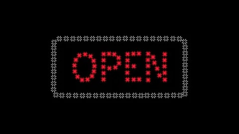 OPEN text on dark background Stock Footage 337424202