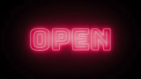 Open text with neon effect in black background Stock-Illustration