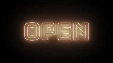 Open text with neon effect in black background Stock-Illustration