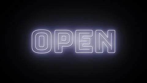 Open text with neon effect in black background Stock Illustration