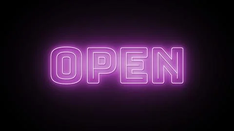 Open text with neon effect in black background Stock Illustration