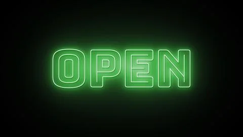 Open text with neon effect in black background Stock Illustration