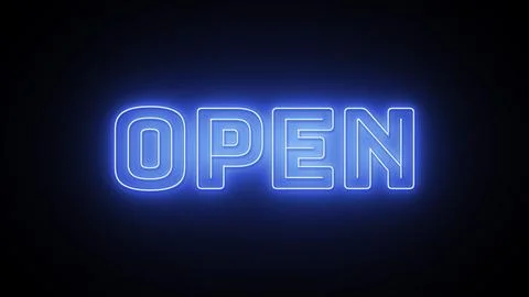 Open text with neon effect in black background Stock Illustration