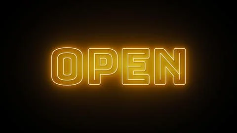 Open text with neon effect in black background Stock Illustration