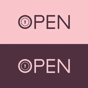 Open text typography logo design concept Ilustración de archivo