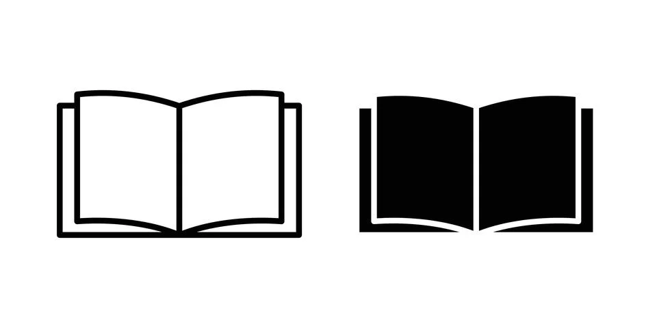 Open textbook icon thin line and clipart style vector set Stock Illustration