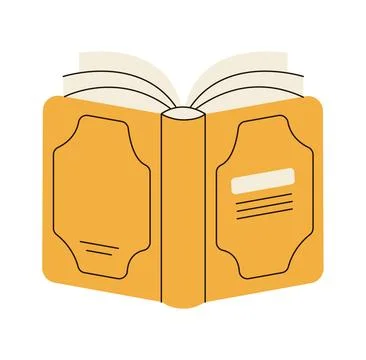 Open thick book with yellow hard cover flat color vector object Stock Illustration