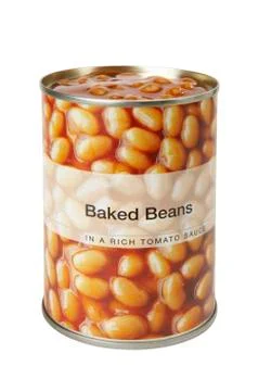 OPEN TIN OF BAKED BEANS Stock Photos
