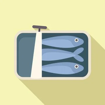 Open tin can containing sardines preserved in oil with pull tab Stock Illustration