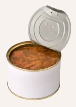Open tin can with fish Stock Photos