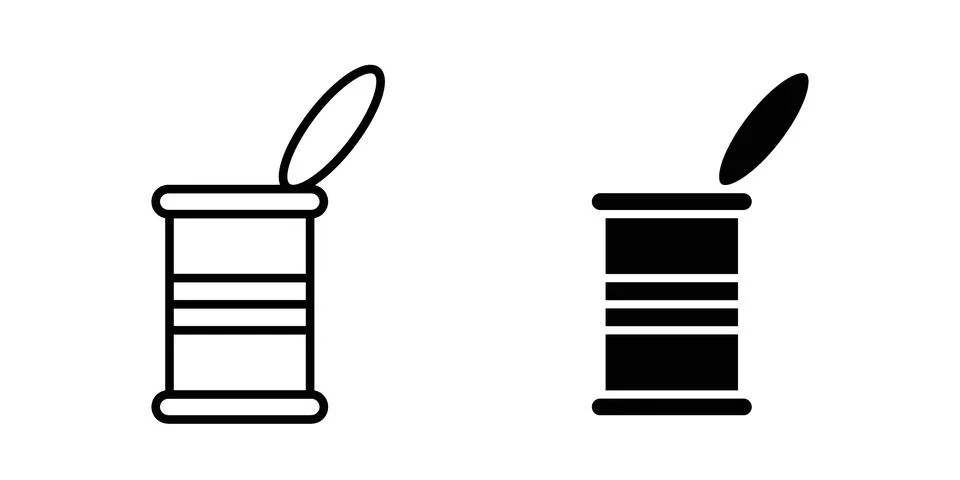 Open tin can icon black vector isolated on white Stock Illustration