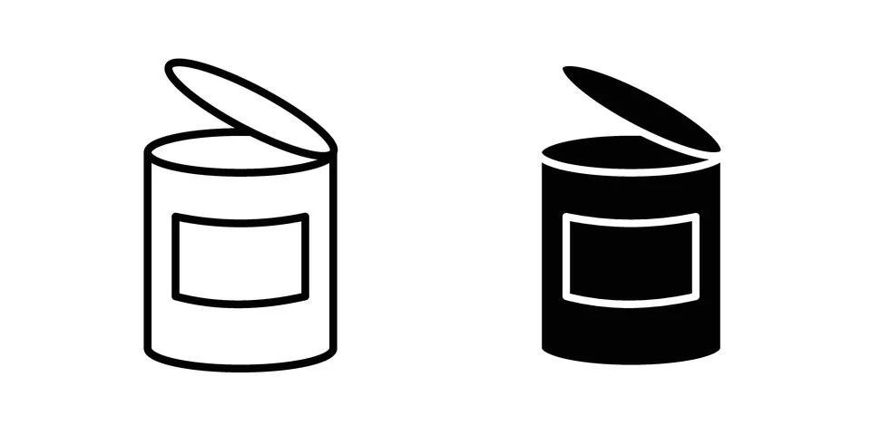 Open tin can icon concept logo design collection Stock Illustration