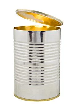 Open tin can with light inside Stock Photos