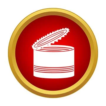 Open tin can vector icon on red circle Stock Illustration