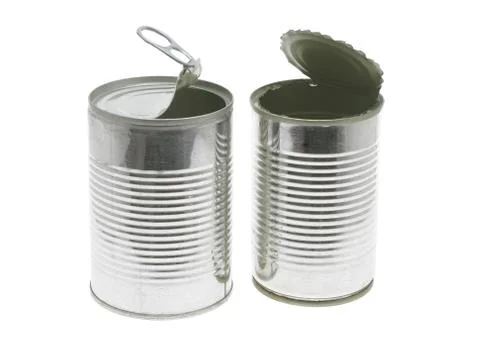 Open tin cans Stock Photos