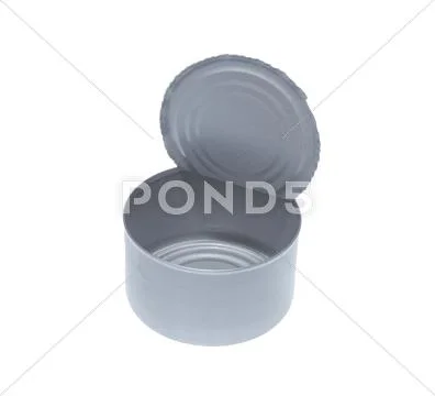 Open tin isolated on white background Stock Photos